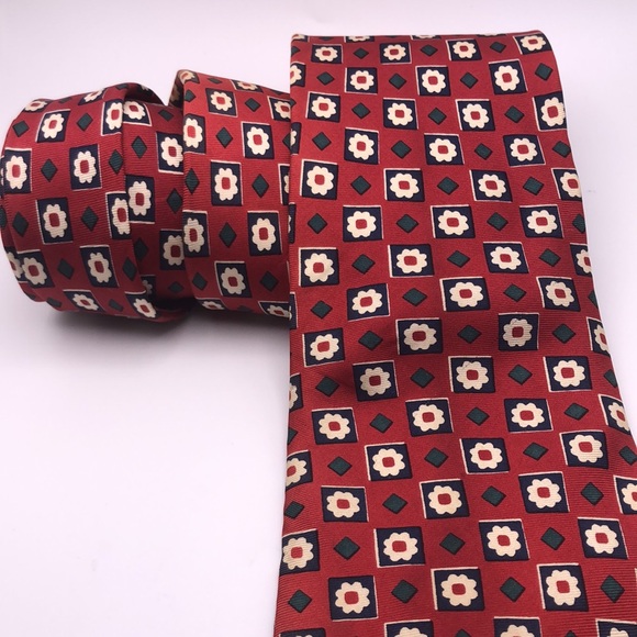 Brooks Brothers All Silk Floral Geo Pattern - Picture 2 of 6